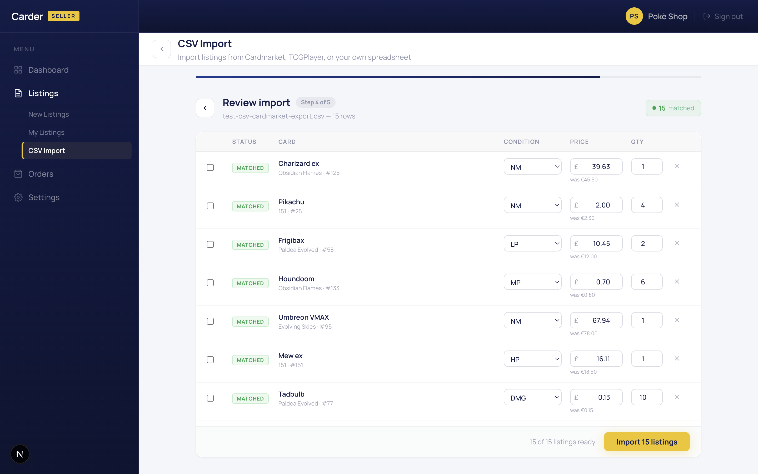 CSV import with format auto-detection